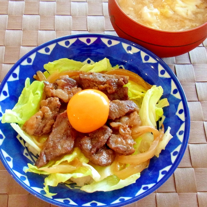 味付きカットステーキでステーキ丼